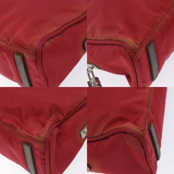 PRADA Hand Bag Nylon Red Silver - Picture 10 of 13